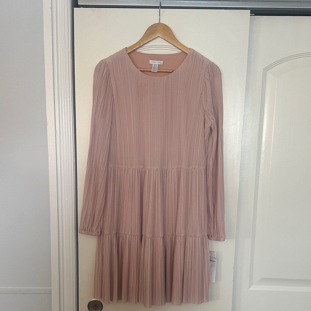 London Times Blush Long Sleeve Dress